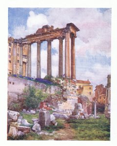 Tempio di Saturno, dalla Basilica Giulia nel Foro, da Roma pubblicato da A & C Black Ltd, 1925